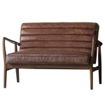 Cruzo 2 Seater Sofa Vintage Brown Leather with Wooden Legs - Maison Rêves UK