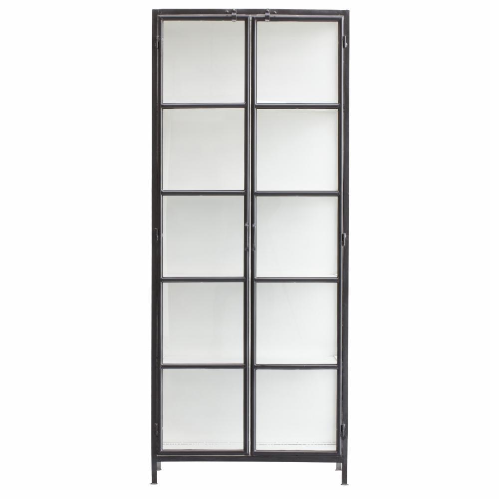 Depot Black Iron Tall Cabinet with Glass Doors H205 (CM) - Maison Rêves UK