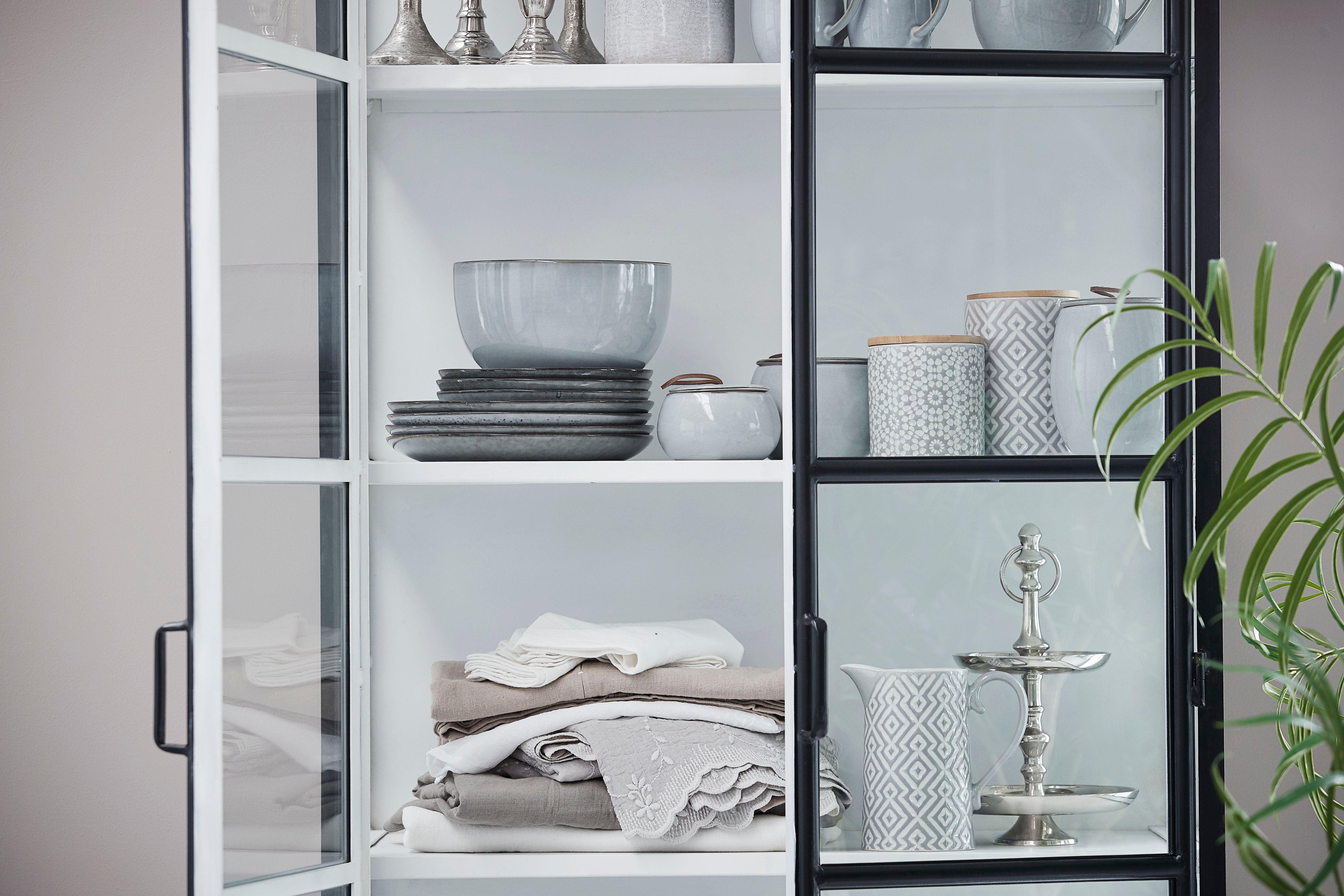 Depot Black Iron Tall Cabinet with Glass Doors H205 (CM) - Maison Rêves UK