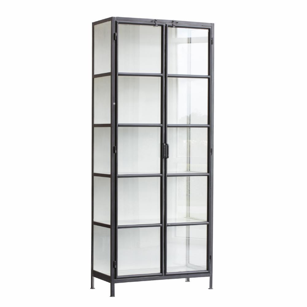 Depot Black Iron Tall Cabinet with Glass Doors H205 (CM) - Maison Rêves UK