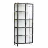 Depot Black Iron Tall Cabinet with Glass Doors H205 (CM) - Maison Rêves UK