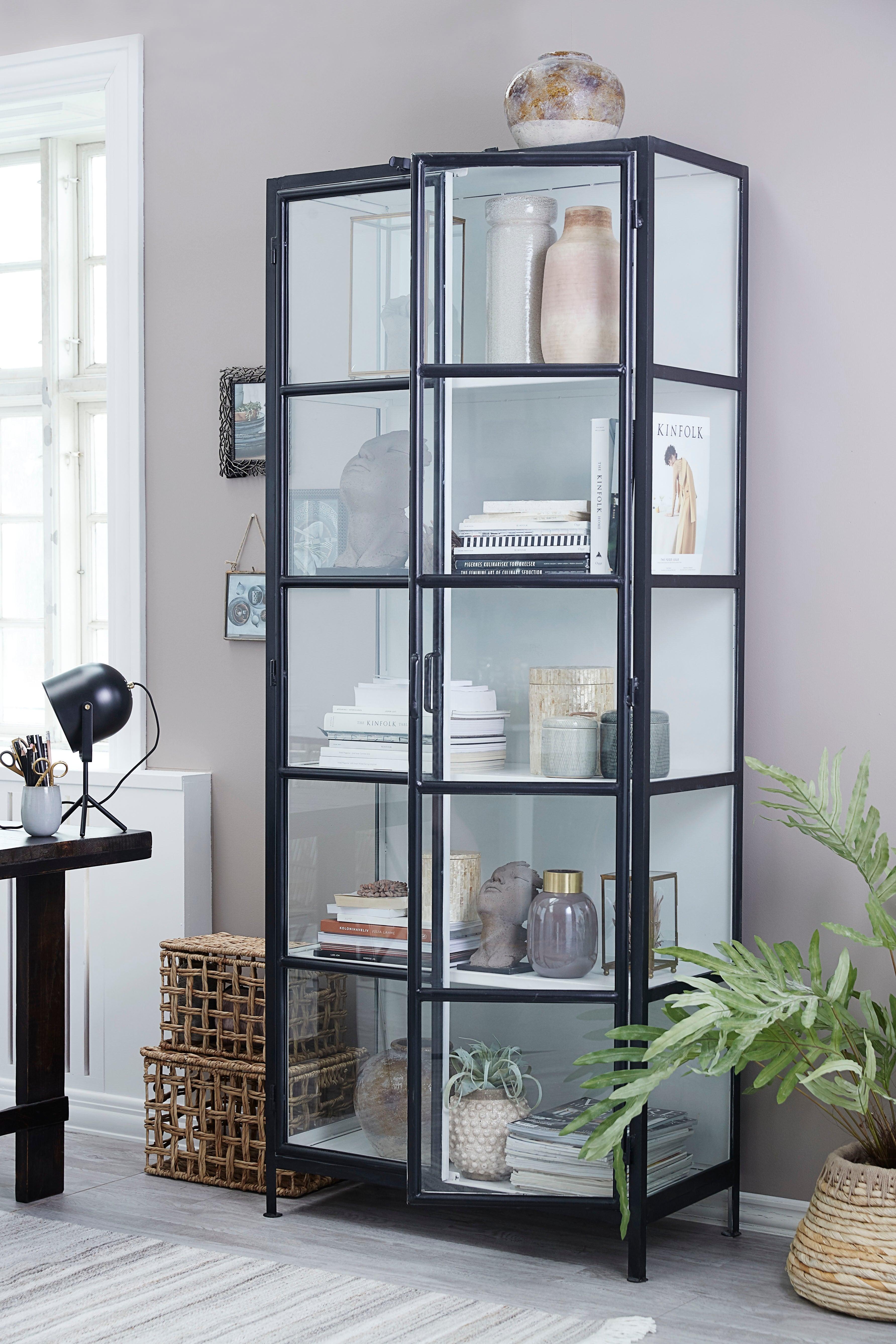 Depot Black Iron Tall Cabinet with Glass Doors H205 (CM) - Maison Rêves UK