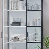 Depot Black Iron Tall Cabinet with Glass Doors H205 (CM) - Maison Rêves UK