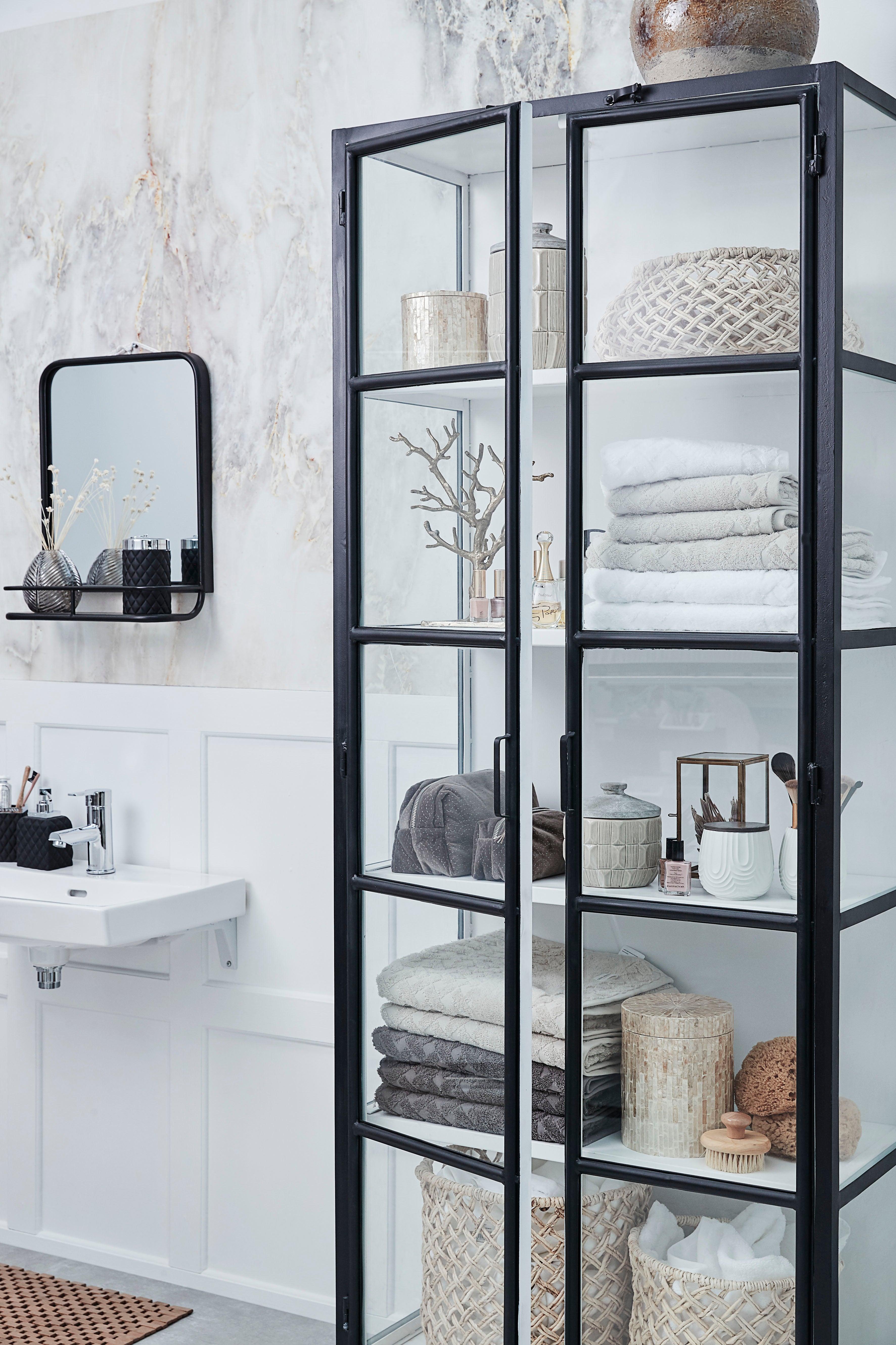 Depot Black Iron Tall Cabinet with Glass Doors H205 (CM) - Maison Rêves UK