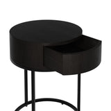 Hampton Round Wooden Bedside Table - Black by DI Designs