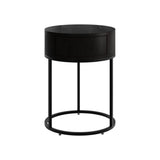 Hampton Round Wooden Bedside Table - Black by DI Designs