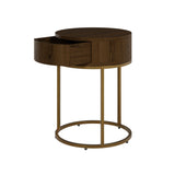Hampton Round Wooden Bedside Table - Brown by DI Designs