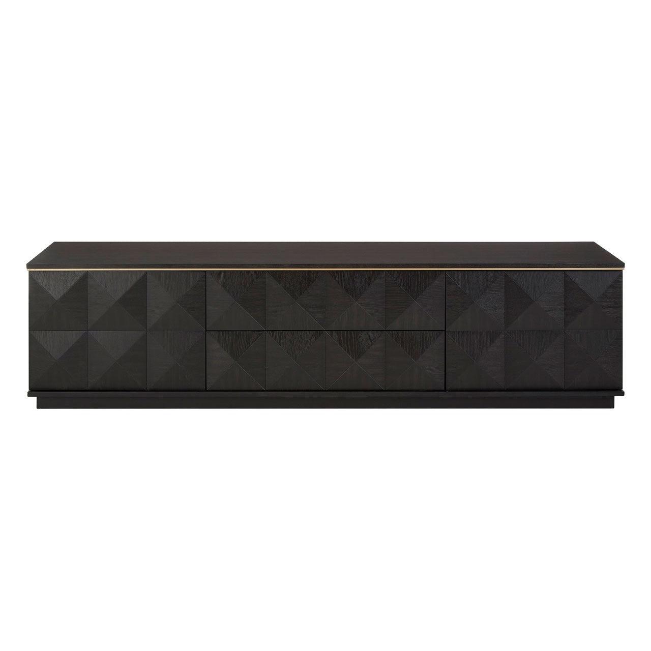 Diamond Rubberwood Media Unit with Gold Accent - Maison Rêves UK