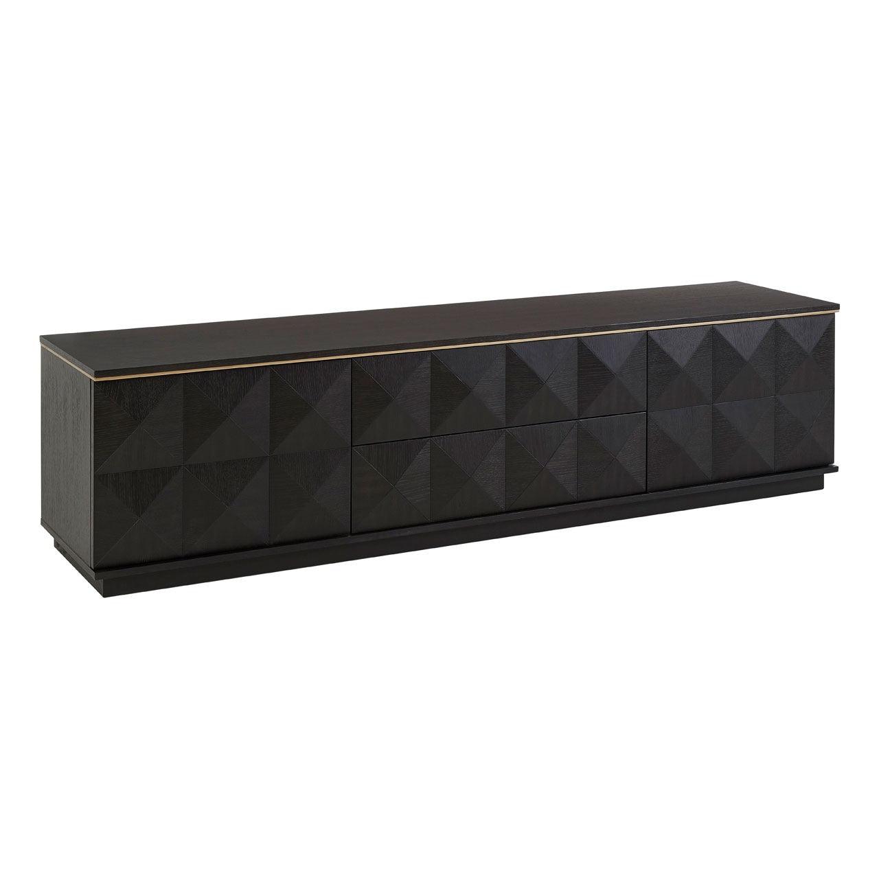 Diamond Rubberwood Media Unit with Gold Accent - Maison Rêves UK