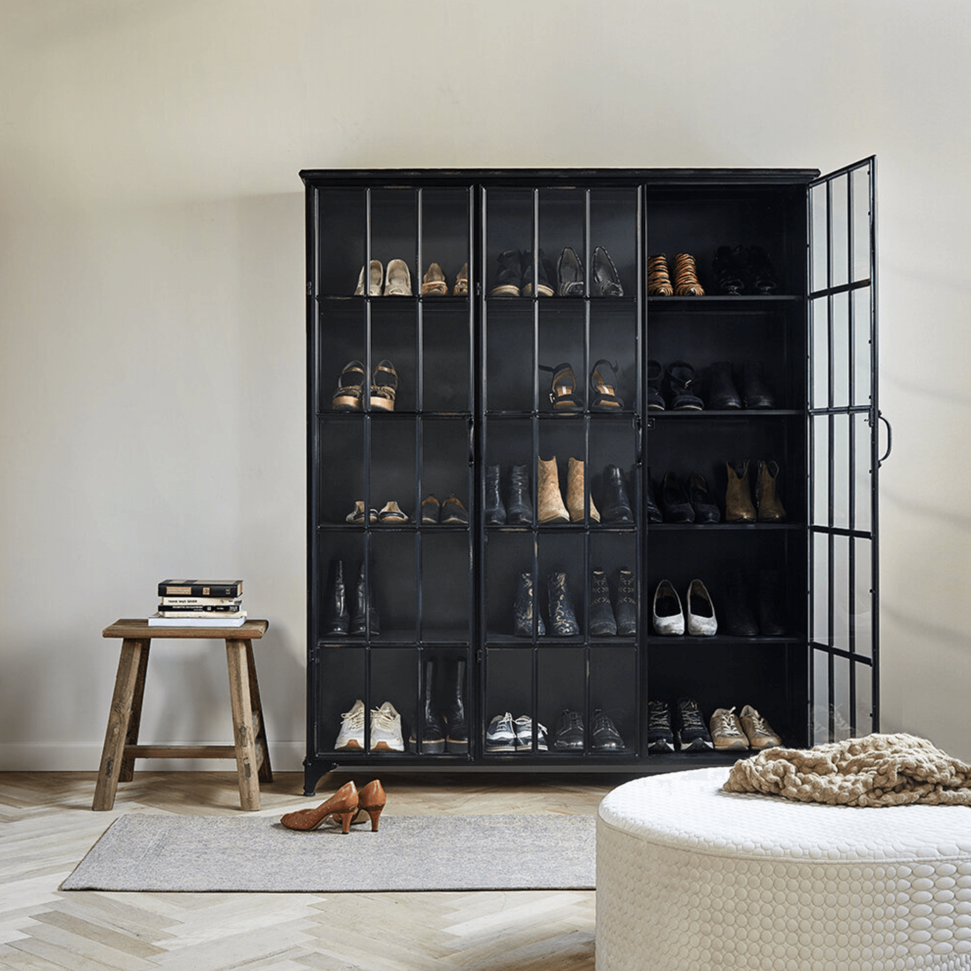 Downtown Iron 3 Door Cabinet in Black by Nordal - Maison Rêves UK