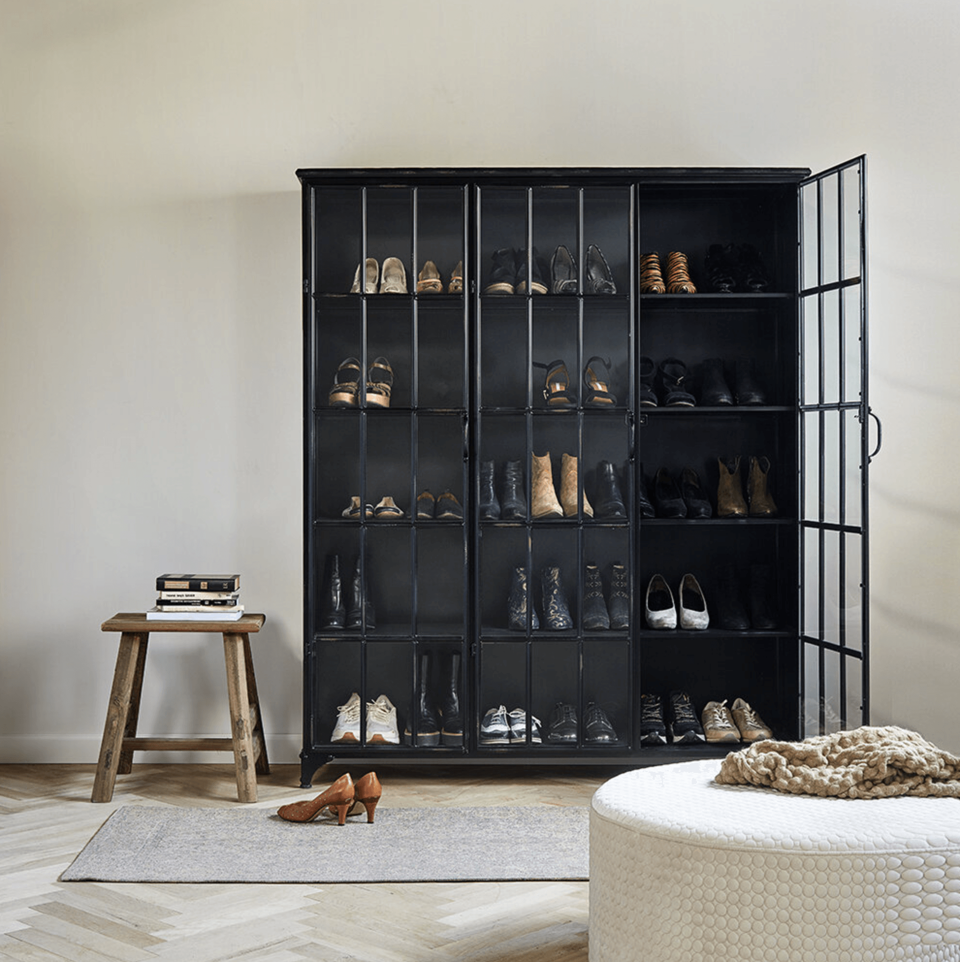 Downtown Iron 3 Door Cabinet in Black by Nordal - Maison Rêves UK