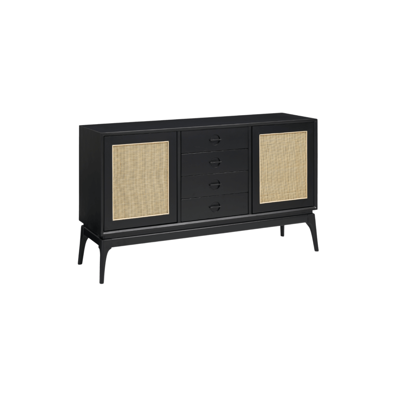 Elder Black Frame Sideboard with Rattan Doors by Twenty10 Designs - Maison Rêves UK