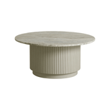 Erie Mango Wood Round Coffee Table with Marble Top - Large by Nordal - Maison Rêves UK