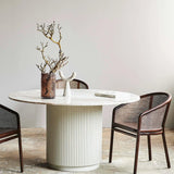 Erie Mango Wood Round Dining Table with Marble Top by Nordal - Maison Rêves UK