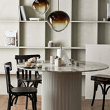 Erie Mango Wood Round Dining Table with Marble Top by Nordal - Maison Rêves UK