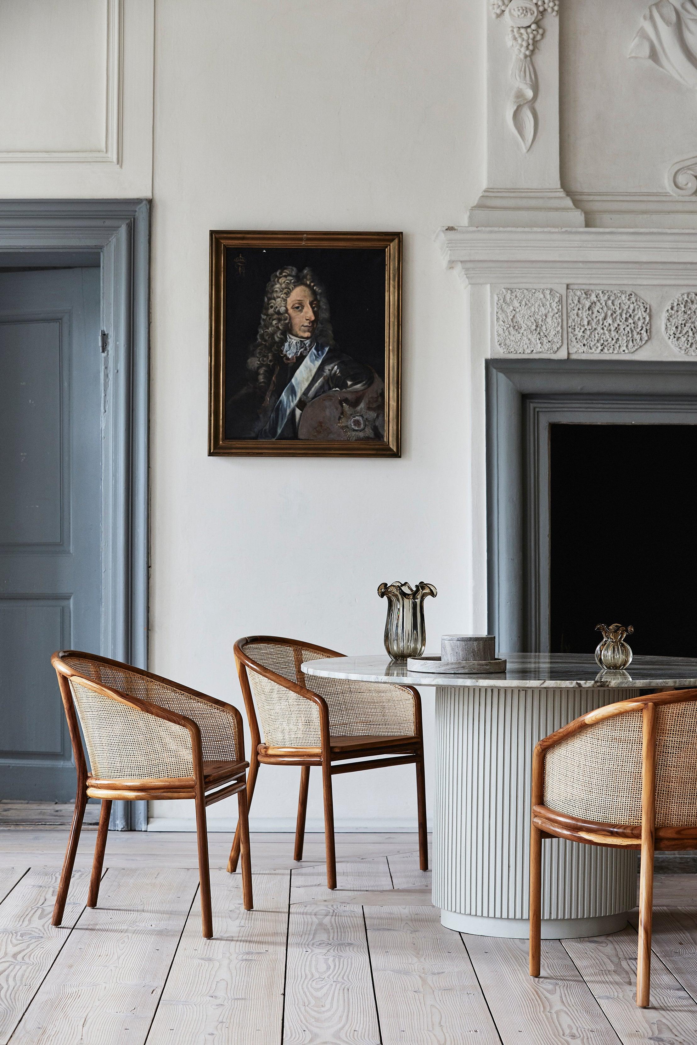 Erie Mango Wood Round Dining Table with Marble Top by Nordal - Maison Rêves UK