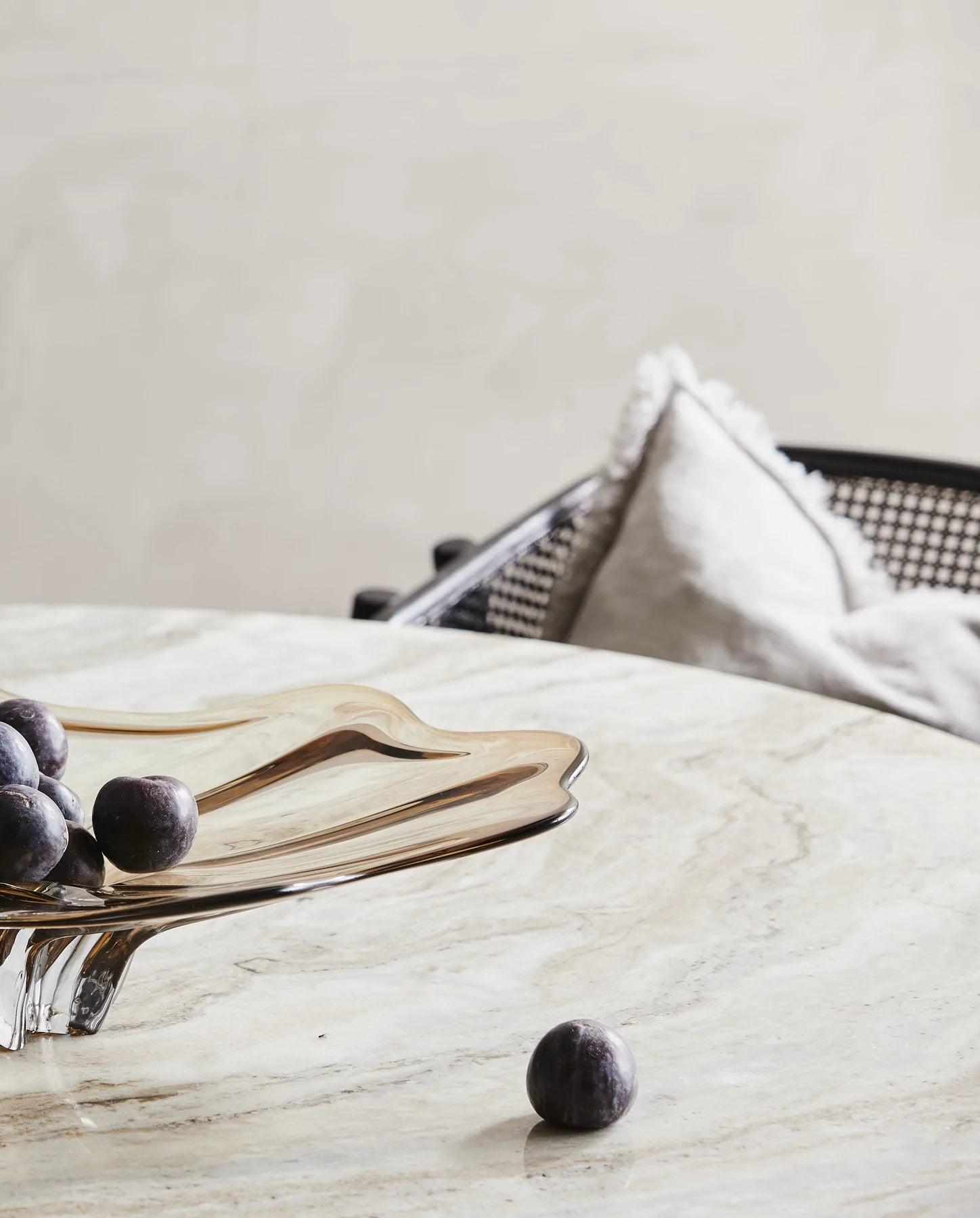Erie Mango Wood Round Dining Table with Marble Top by Nordal - Maison Rêves UK