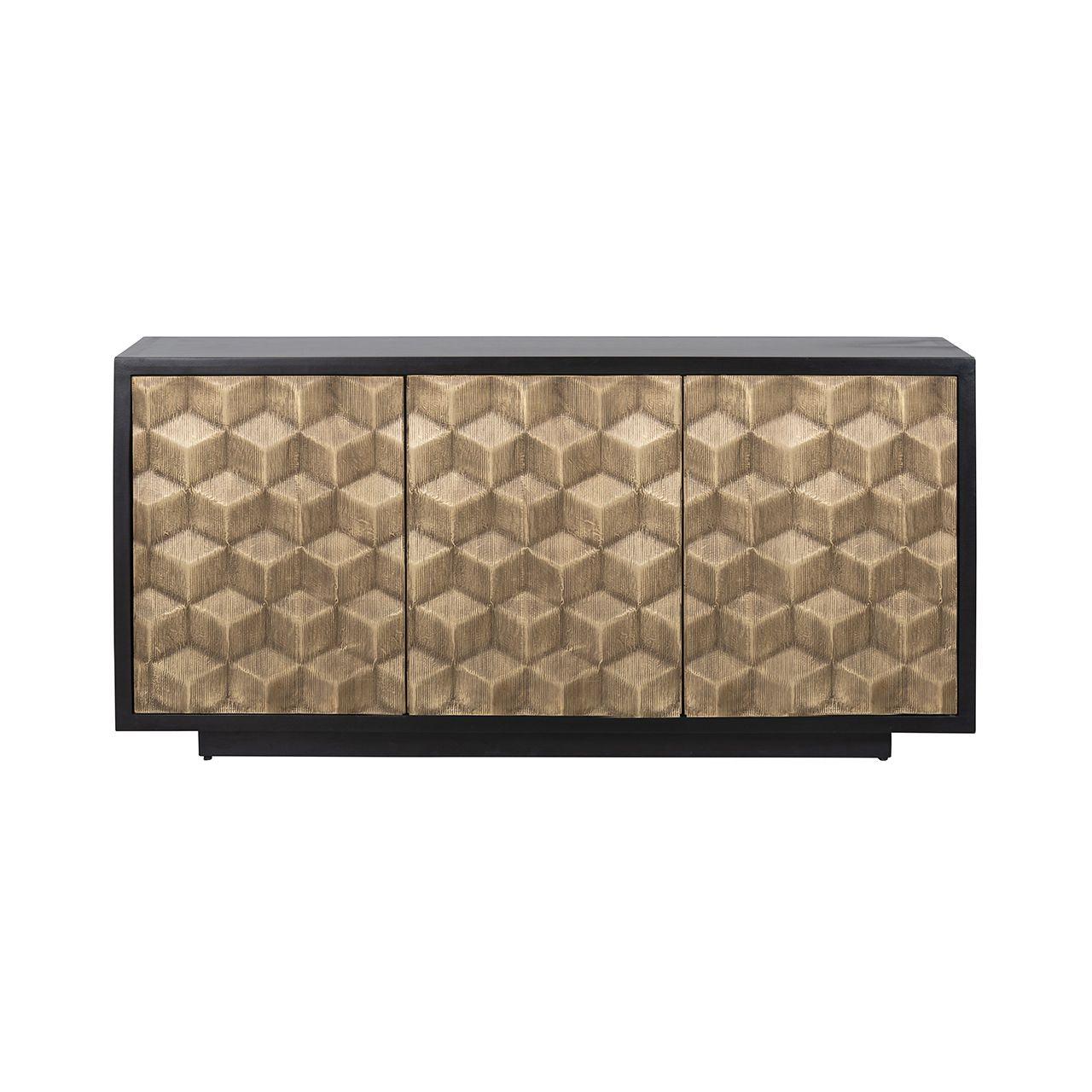 Esher 3 Door Gold Sideboard with Black Frame and Base by Richmond Interiors - Maison Rêves UK