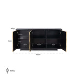 Esher 3 Door Gold Sideboard with Black Frame and Base by Richmond Interiors - Maison Rêves UK