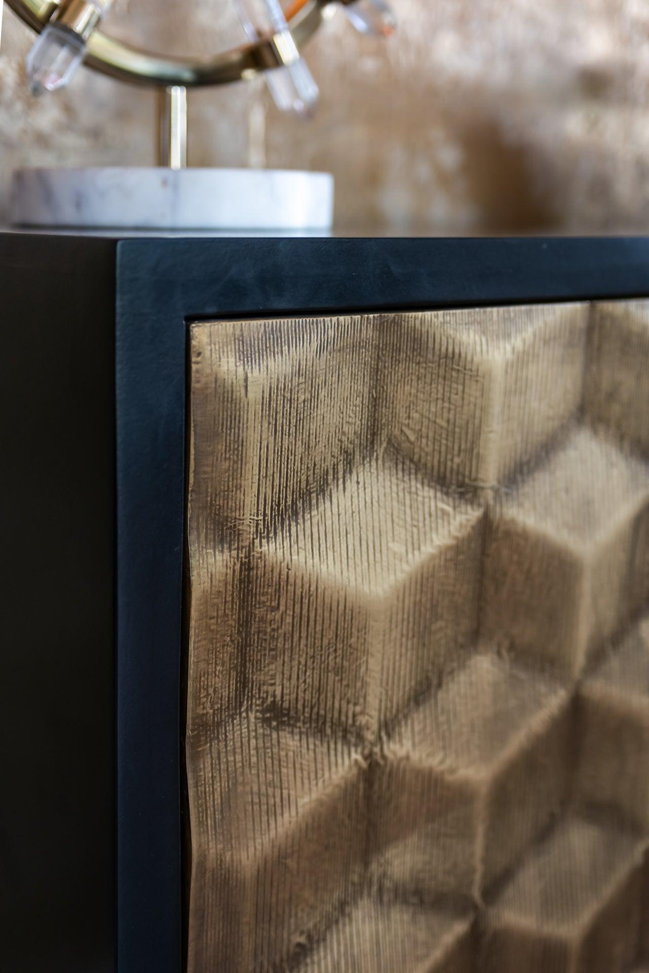 Esher 3 Door Gold Sideboard with Black Frame and Base by Richmond Interiors - Maison Rêves UK