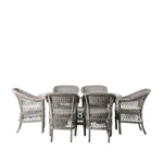 Evesmith 6 Seater Oval Outdoor Dining Set in Stone - Maison Rêves UK