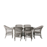 Evesmith 6 Seater Oval Outdoor Dining Set in Stone - Maison Rêves UK