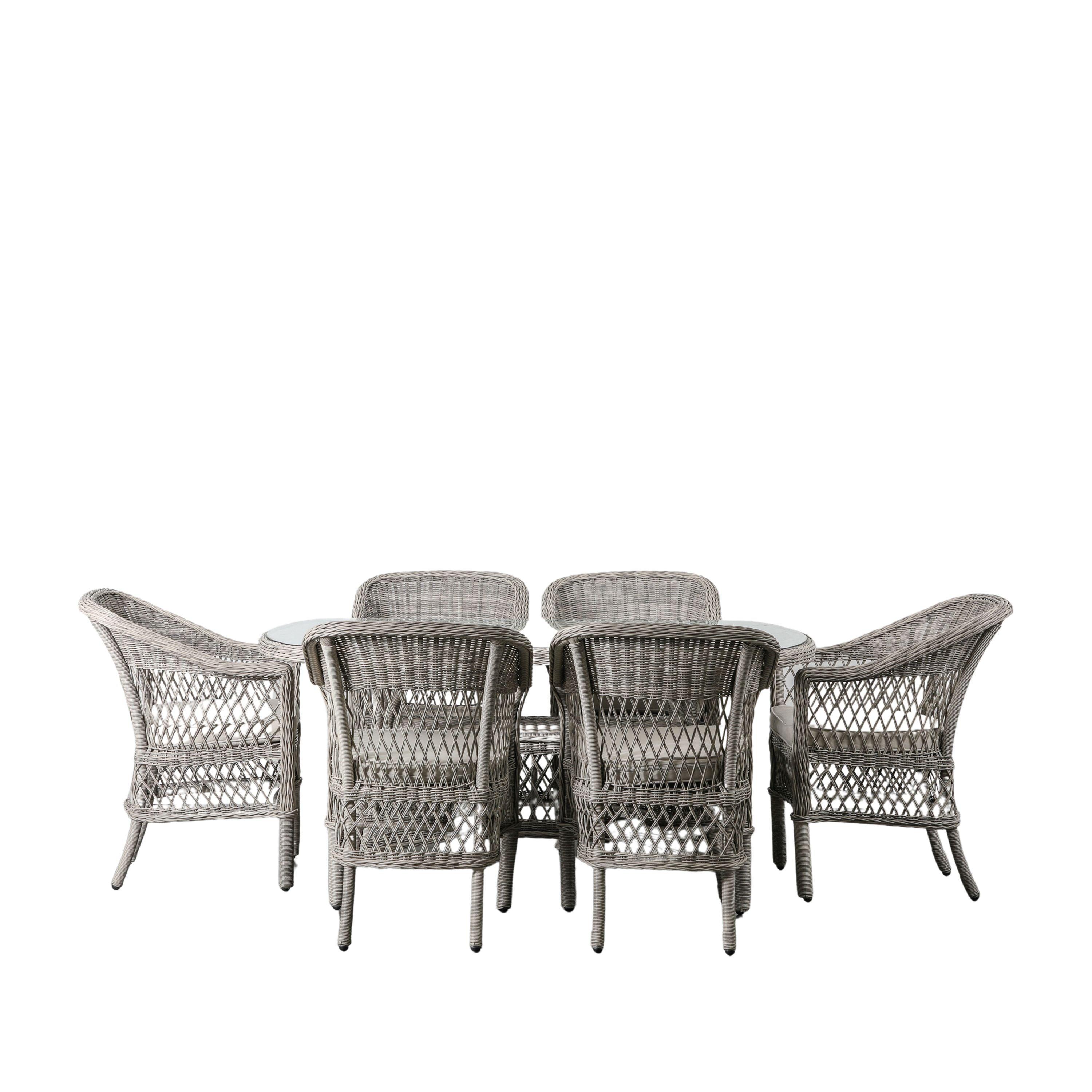Evesmith 6 Seater Oval Outdoor Dining Set in Stone - Maison Rêves UK