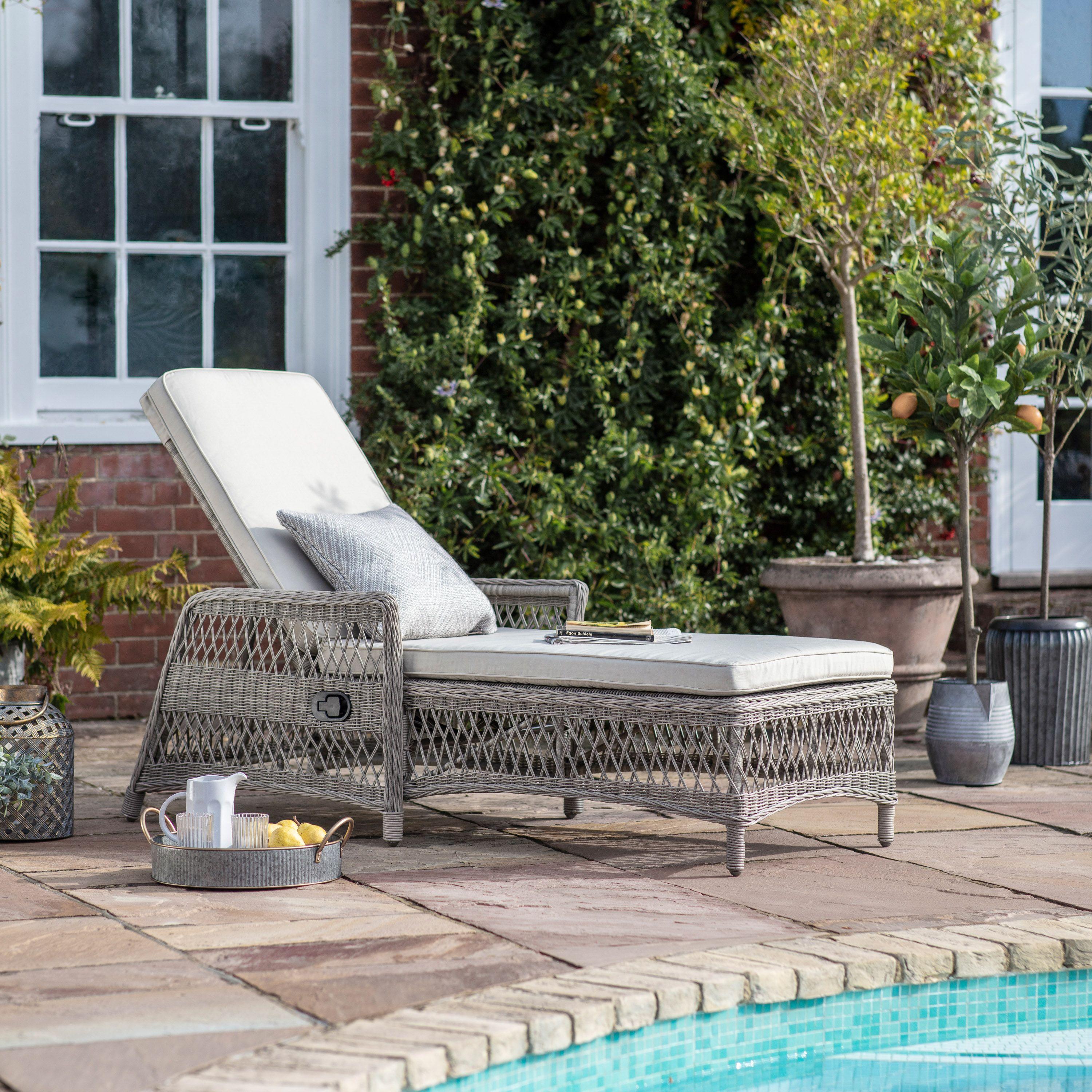 Evesmith Country Single Outdoor Sun Lounger Stone - Maison Rêves UK