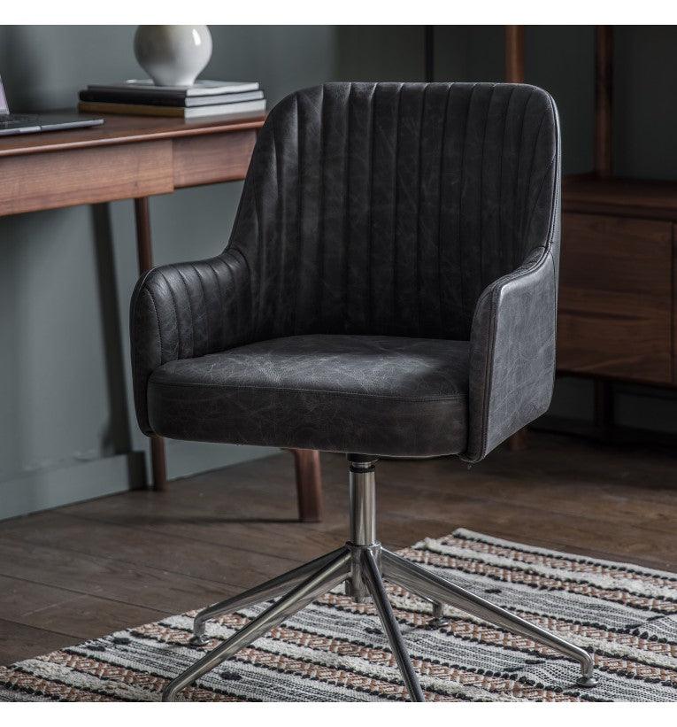 Farolina Swivel Chair Antique Ebony - Maison Rêves UK
