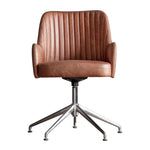 Farolina Swivel Chair Vintage Brown Leather - Maison Rêves UK