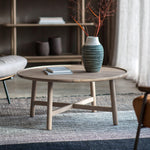 Fernhaven Solid Oak Round Coffee Table Grey - Maison Rêves UK