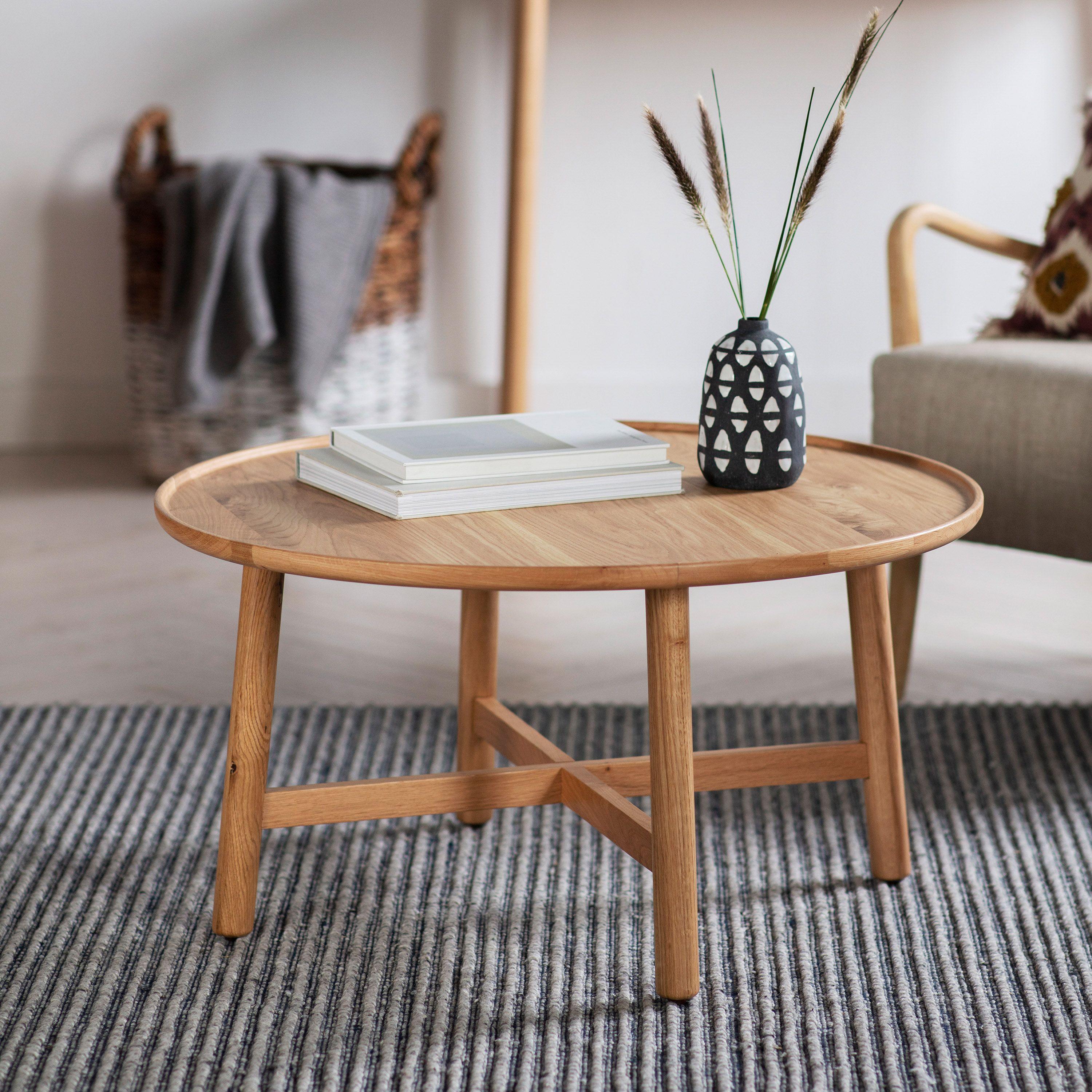 Fernhaven Solid Oak Round Coffee Table - Maison Rêves UK