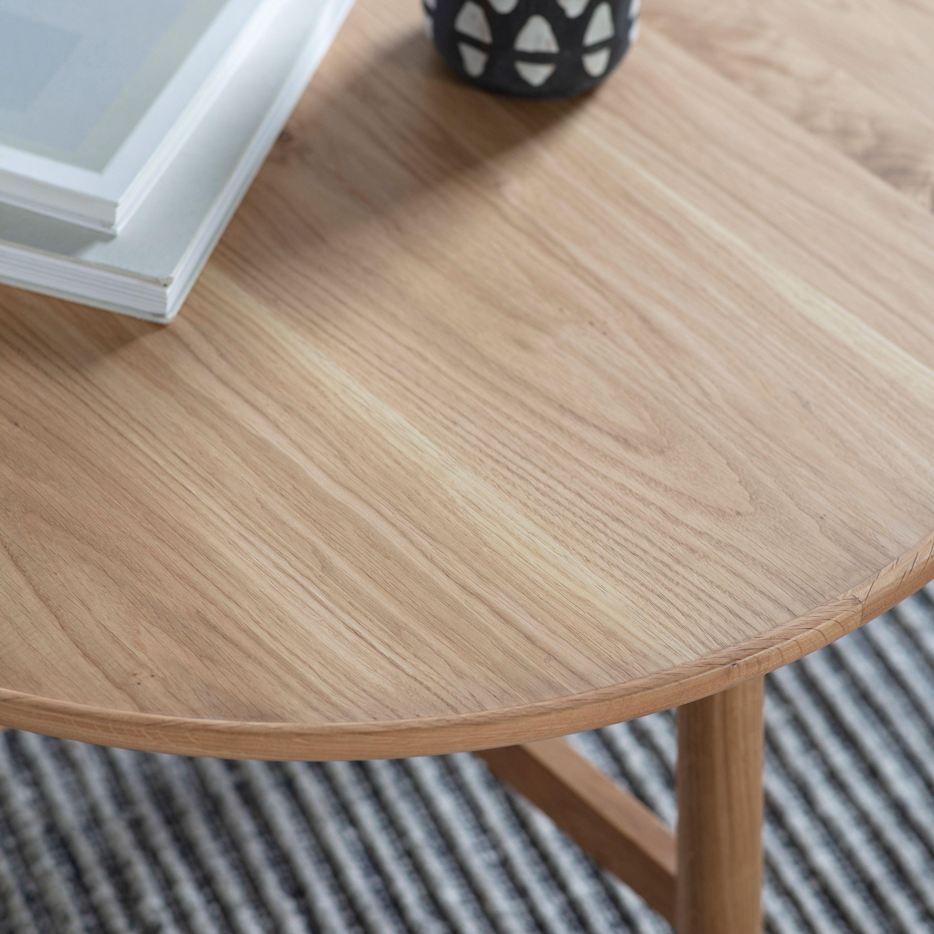Fernhaven Solid Oak Round Coffee Table - Maison Rêves UK
