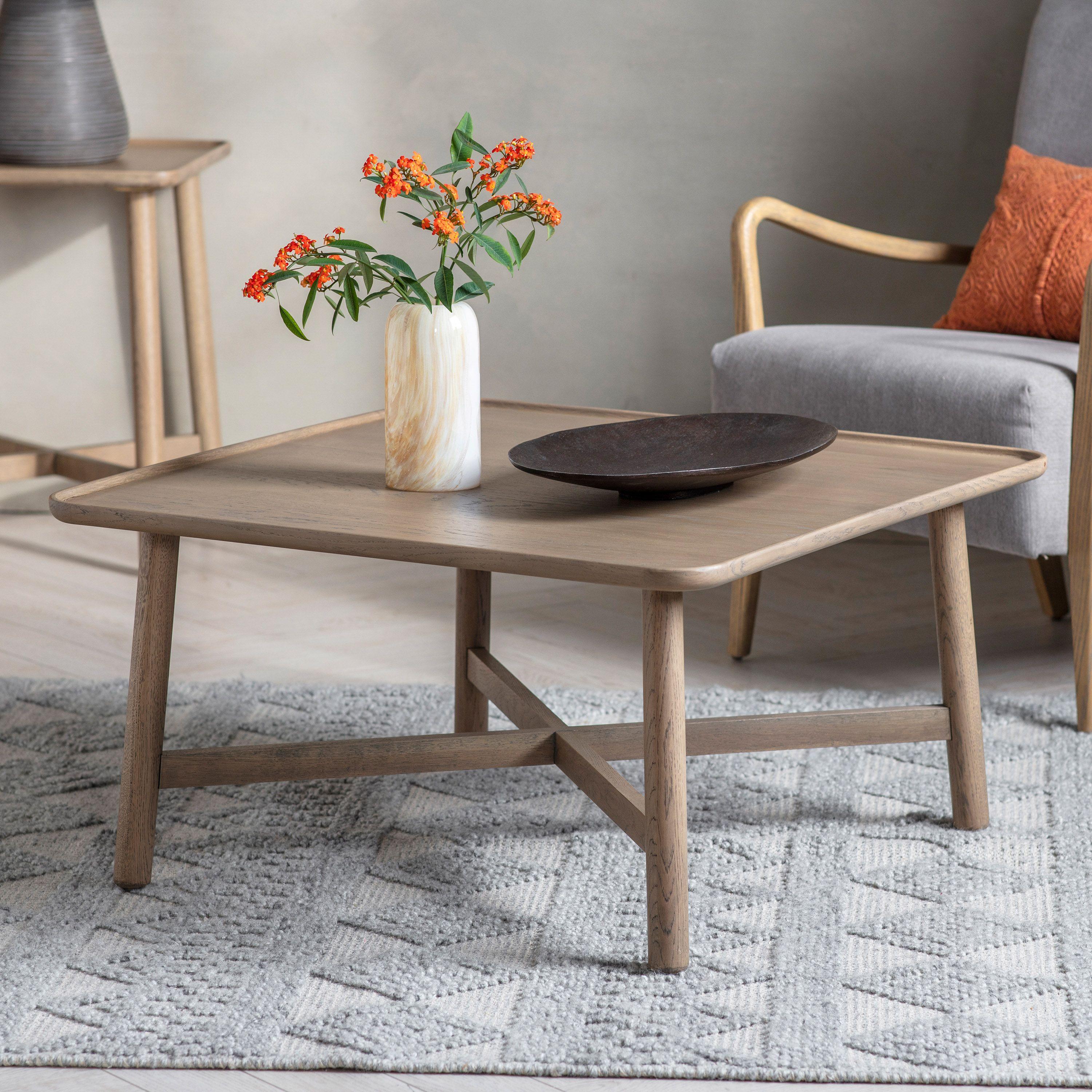 Fernhaven Solid Oak Square Coffee Table Grey - Maison Rêves UK