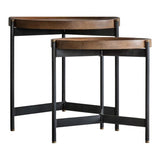 Fleurique Iron Nest Of 2 Tables with Mango Wood Top - Maison Rêves UK