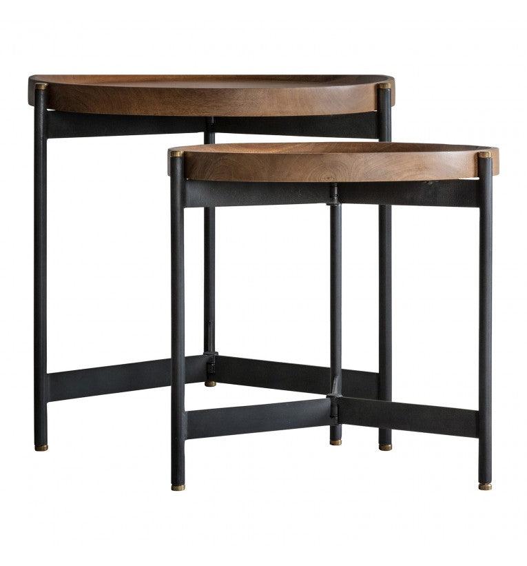 Fleurique Iron Nest Of 2 Tables with Mango Wood Top - Maison Rêves UK