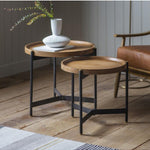 Fleurique Iron Nest Of 2 Tables with Mango Wood Top - Maison Rêves UK