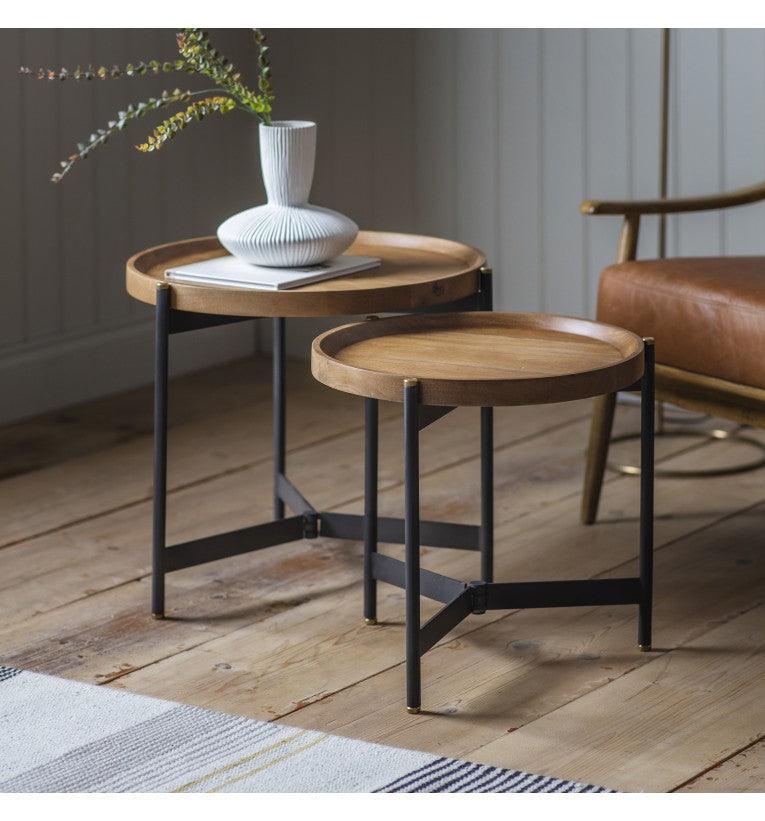 Fleurique Iron Nest Of 2 Tables with Mango Wood Top - Maison Rêves UK