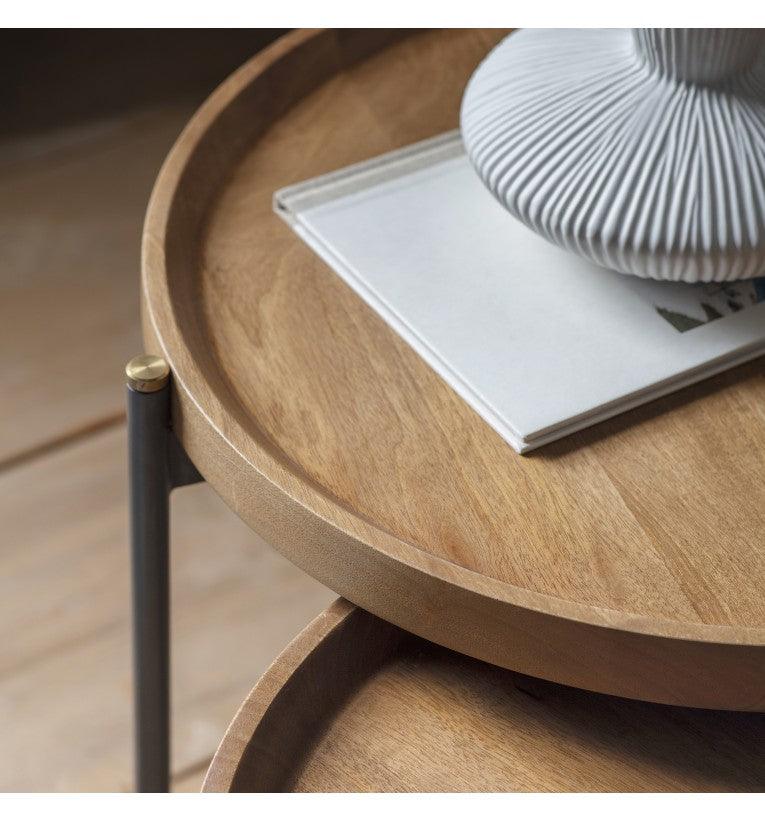 Fleurique Iron Nest Of 2 Tables with Mango Wood Top - Maison Rêves UK
