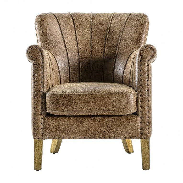 Fontenay Armchair Brown Leather - Maison Rêves UK