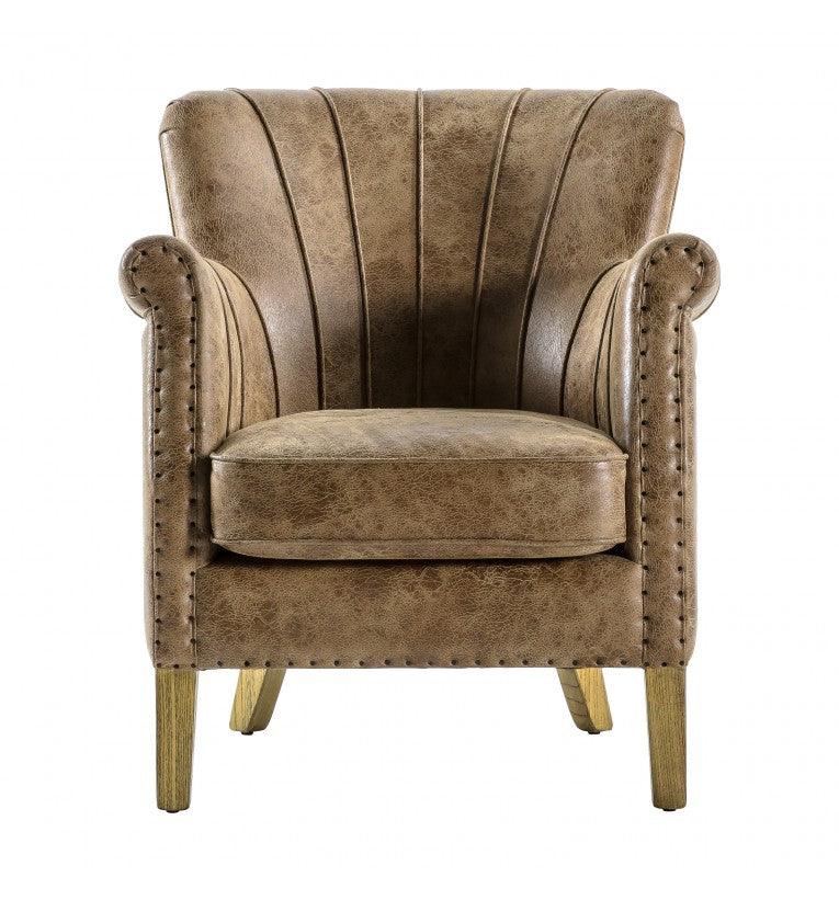 Fontenay Armchair Brown Leather - Maison Rêves UK