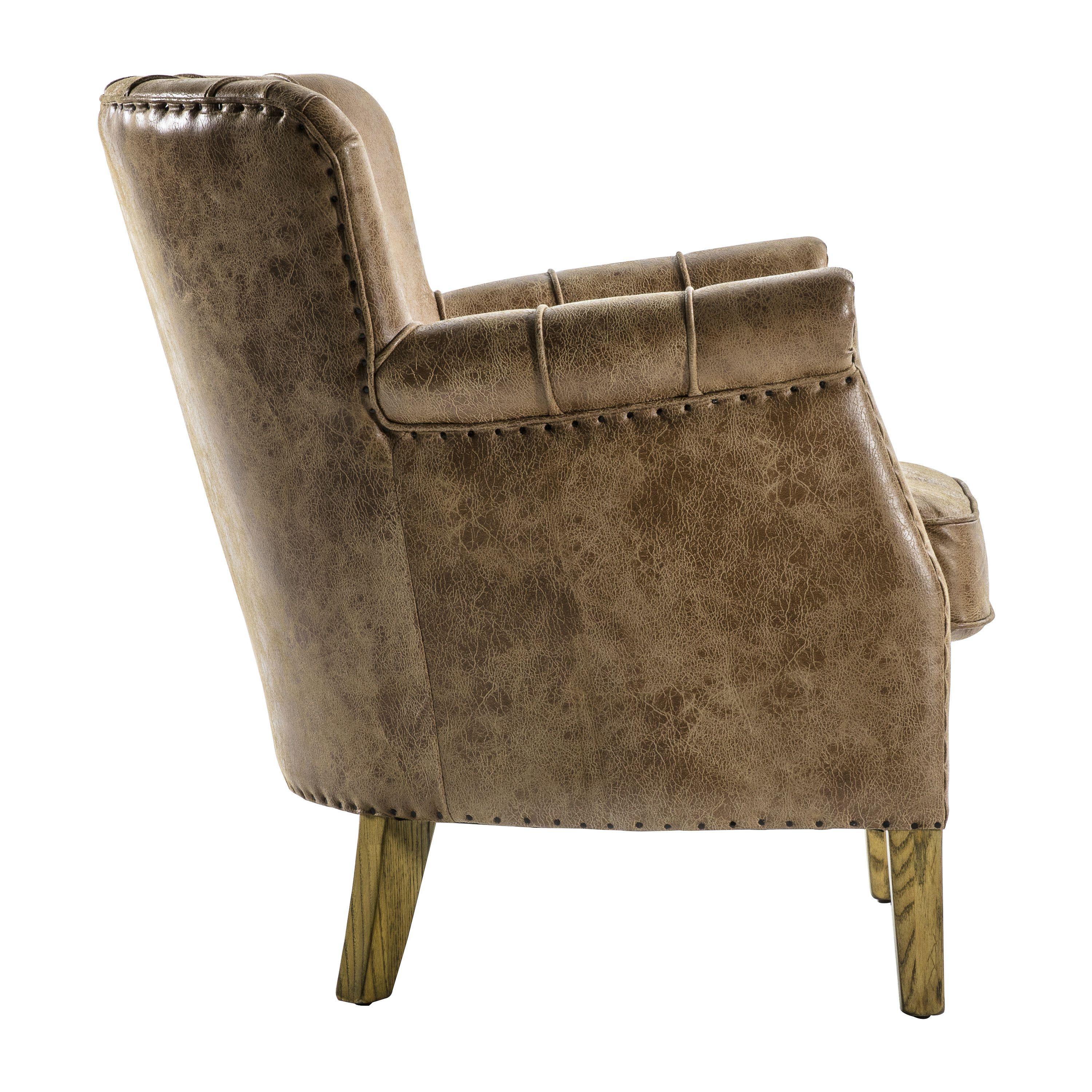Fontenay Armchair Brown Leather - Maison Rêves UK