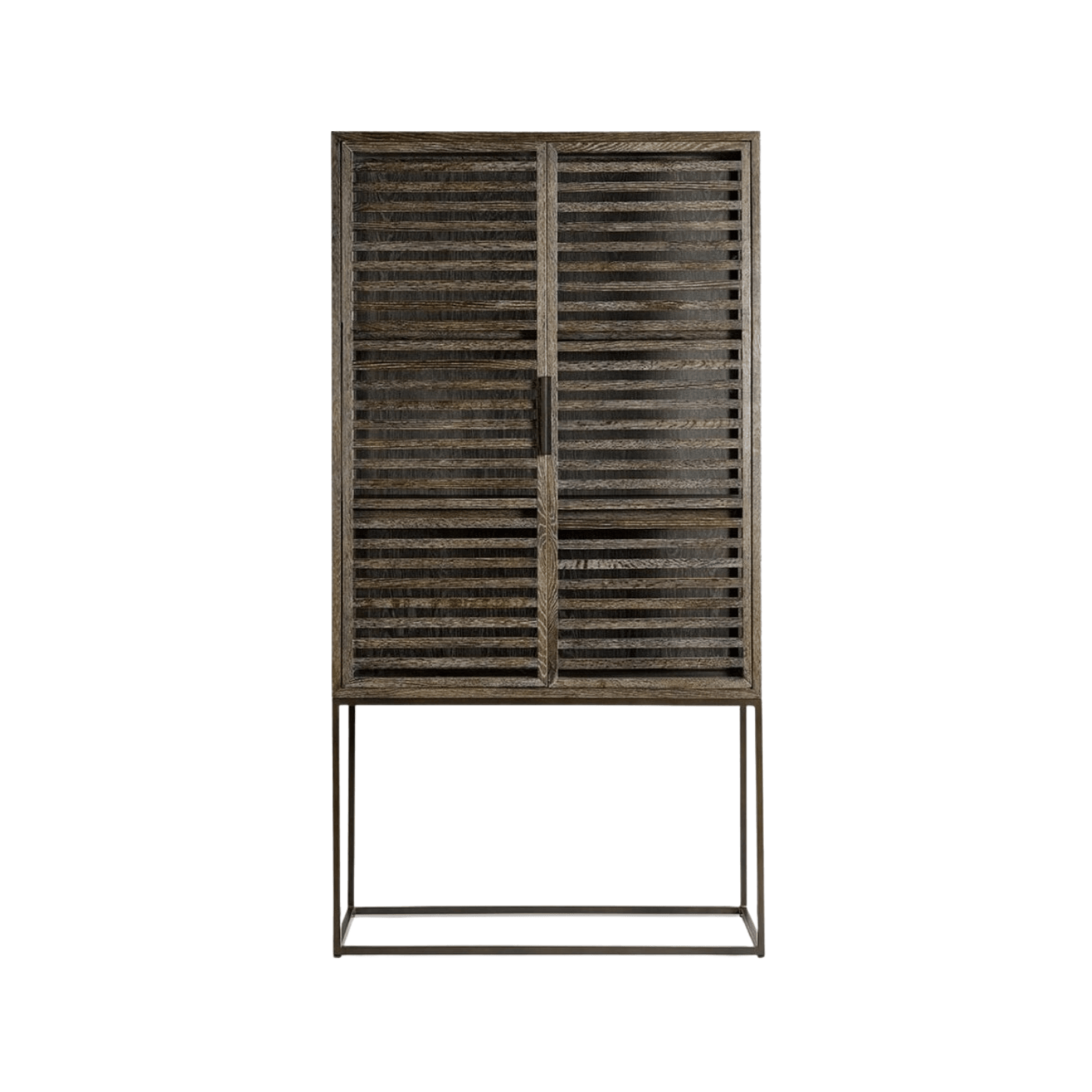 Granada Grey Oak Cabinet with Metal Base - Maison Rêves UK