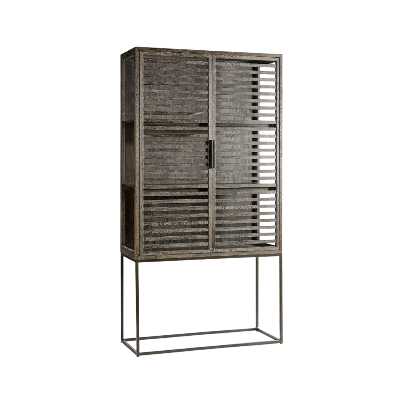 Granada Grey Oak Cabinet with Metal Base - Maison Rêves UK