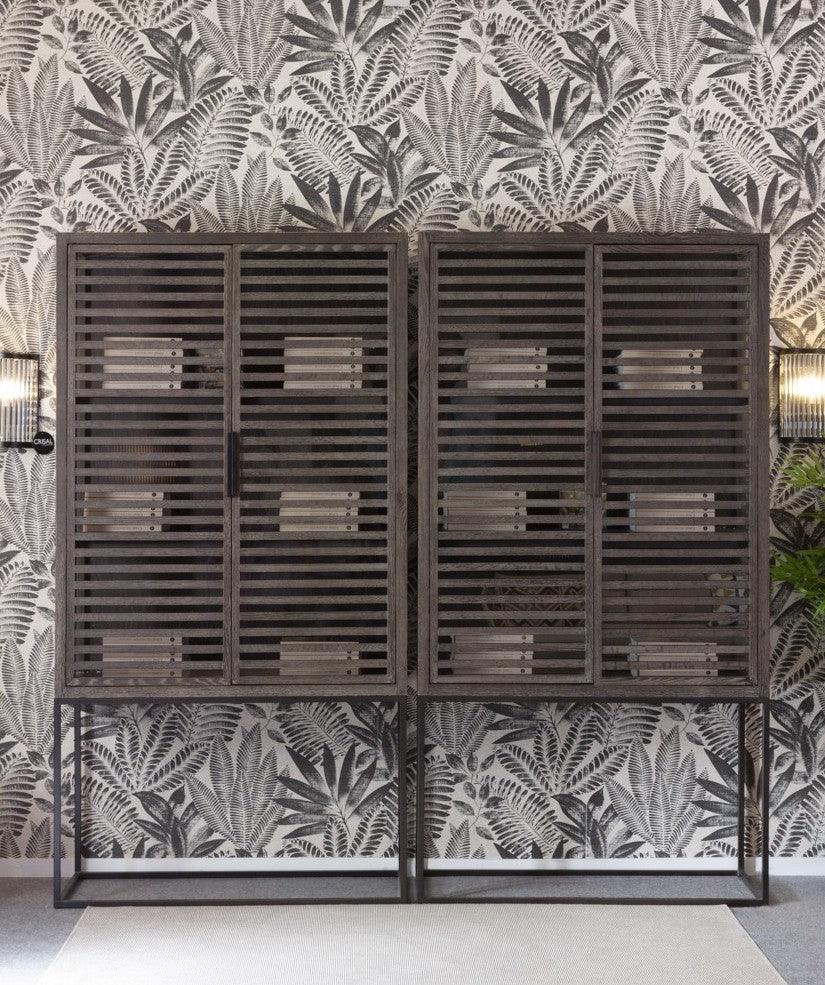 Granada Grey Oak Cabinet with Metal Base - Maison Rêves UK