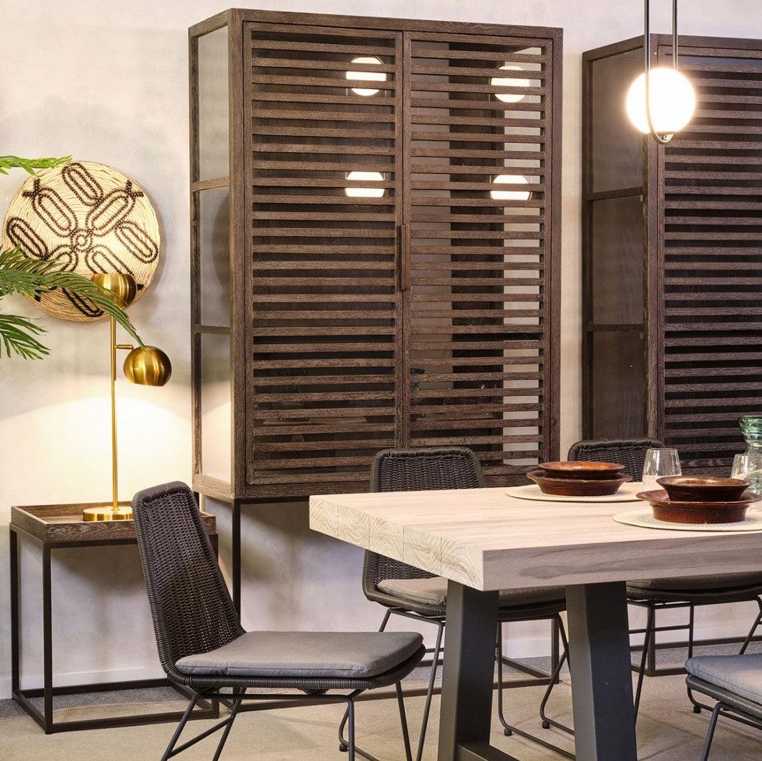 Granada Grey Oak Cabinet with Metal Base - Maison Rêves UK