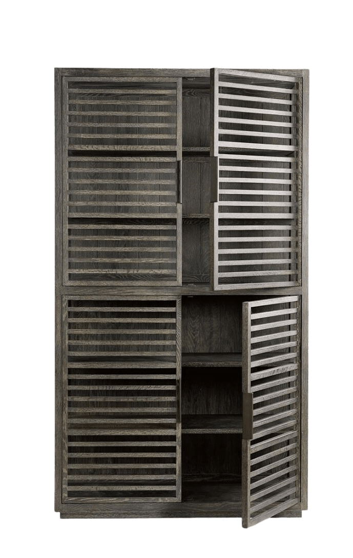 Granada Grey Oak Cabinet with Tempered Glass Doors - Maison Rêves UK