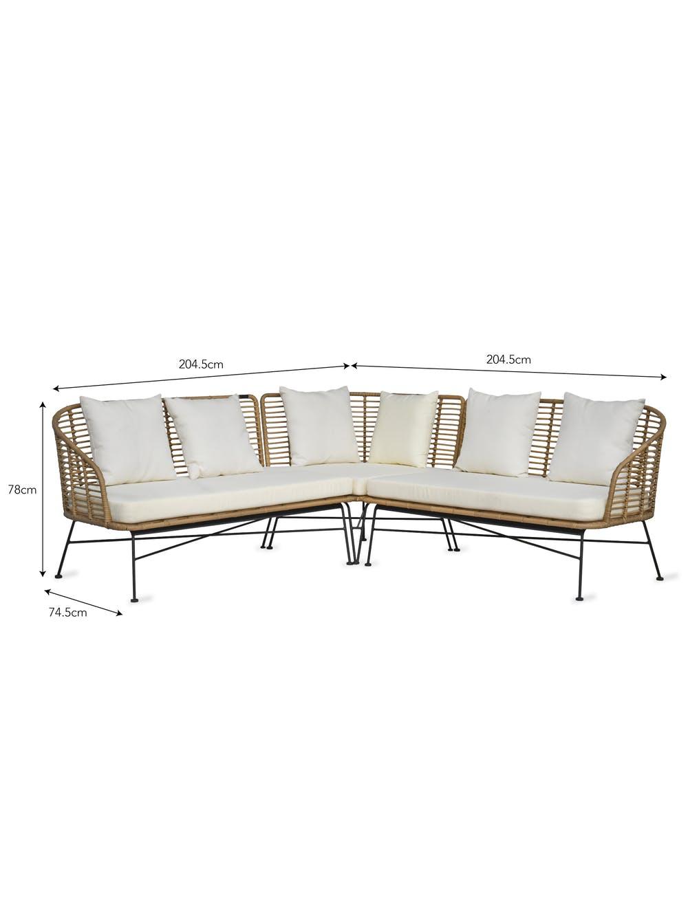 Hampstead Indoor & Outdoor Bamboo Corner Sofa - Maison Rêves UK