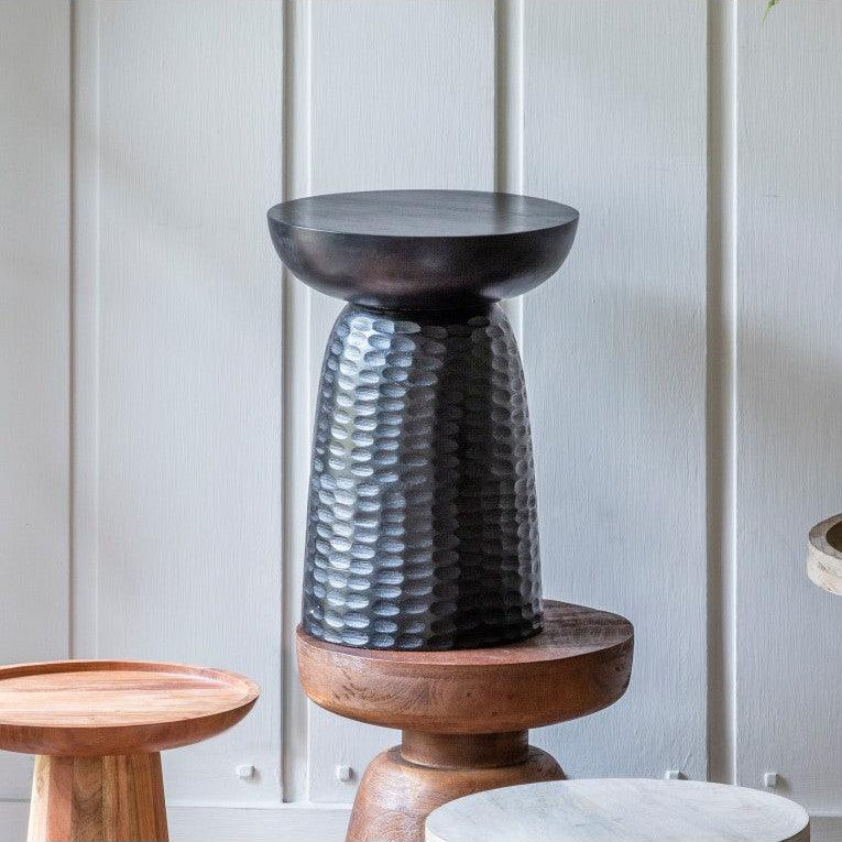 Haven Mango Wood Side Table Black - Maison Rêves UK