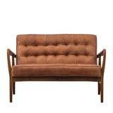 Havenstone 2 Seater Sofa Vintage Brown Leather and Oak Frame - Maison Rêves UK